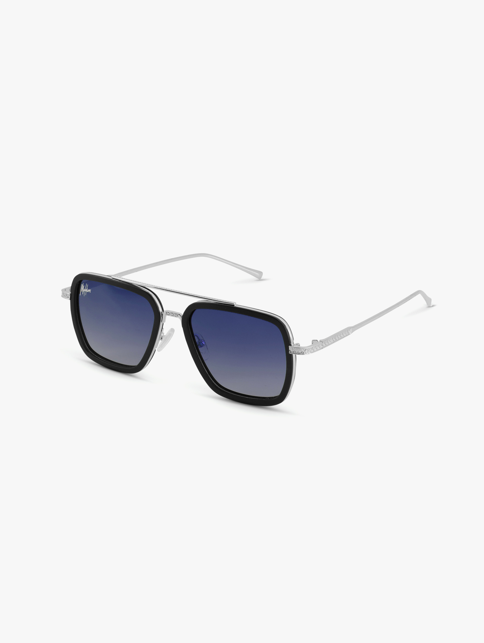 Malelions Sonnenbrille silberner Rahmen blaue Gläser